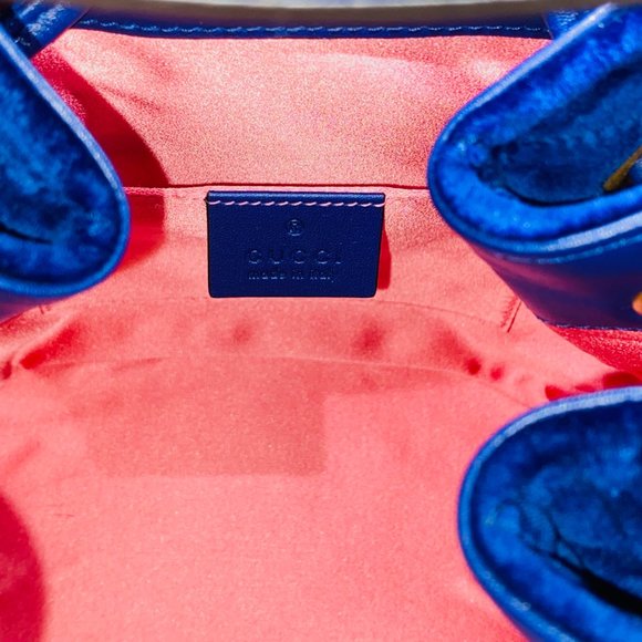 Gucci GG Bucket Bag blue Velvet Marmont - Picture 6 of 7